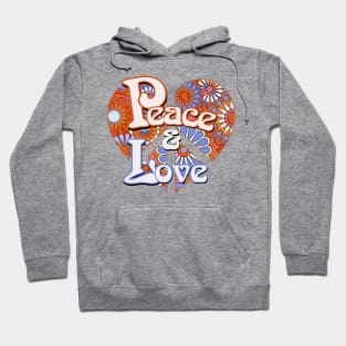 Retro Peace and Love Vintage Heart Hoodie